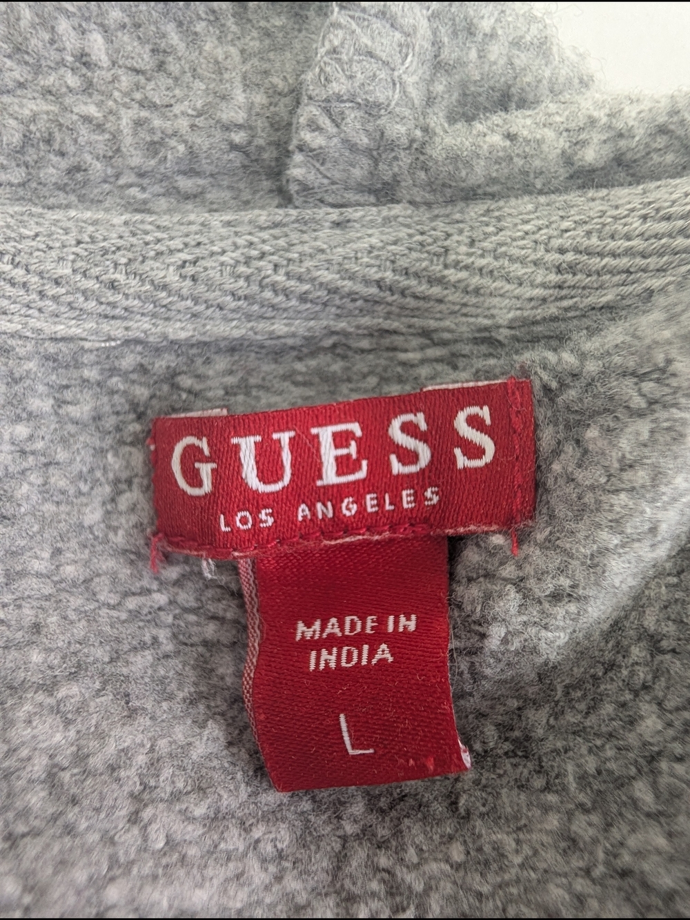 GUESS Los Angeles Triangle Logo All Over Print Cropped Hoodie Grey L - Picture 3 of 8